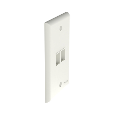 Placa de Pared Vertical, Salida Para 2 Puertos Keystone, Color Blanco Mate