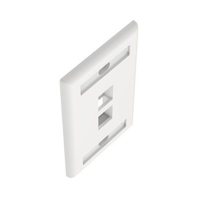 Placa de Pared Vertical, Salida Para 2 Puertos Keystone, Con Espacios Para Etiquetas, Color Blanco