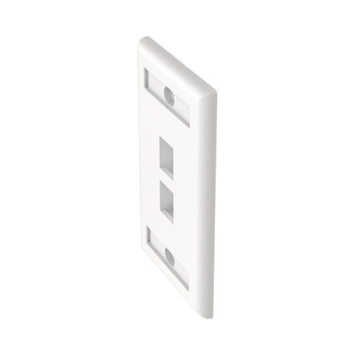 Placa de Pared Vertical, Salida Para 2 Puertos Keystone, Con Espacios Para Etiquetas, Color Blanco