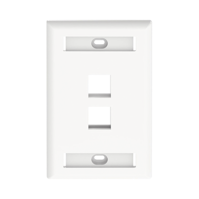 Placa de Pared Vertical, Salida Para 2 Puertos Keystone, Con Espacios Para Etiquetas, Color Blanco