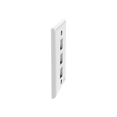 Placa de Pared Vertical, Salida Para 3 Puertos Keystone, Color Blanco
