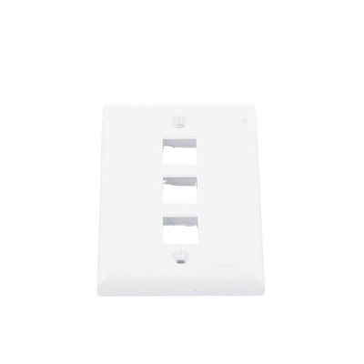 Placa de Pared Vertical, Salida Para 3 Puertos Keystone, Color Blanco