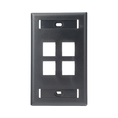 Placa de Pared Vertical, Salida Para 4 Puertos Keystone, Con Espacios Para Etiquetas, Color Negro