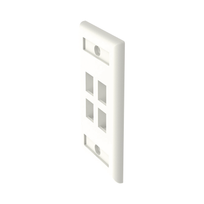 Placa de Pared Vertical, Salida Para 4 Puertos Keystone, Con Espacios Para Etiquetas, Color Banco Mate