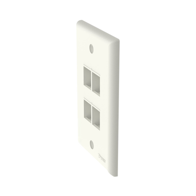 Placa de Pared Vertical, Salida Para 4 Puertos Keystone, Color Blanco Mate