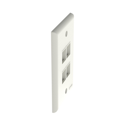 Placa de Pared Vertical, Salida Para 4 Puertos Keystone, Color Blanco Mate