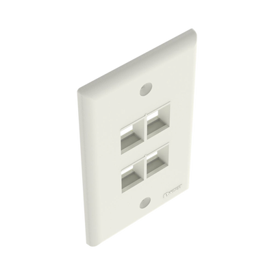 Placa de Pared Vertical, Salida Para 4 Puertos Keystone, Color Blanco Mate