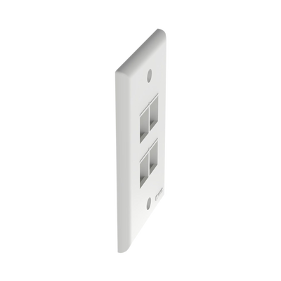 Placa de Pared Vertical, Salida Para 4 Puertos Keystone, Color Blanco
