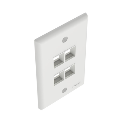 Placa de Pared Vertical, Salida Para 4 Puertos Keystone, Color Blanco