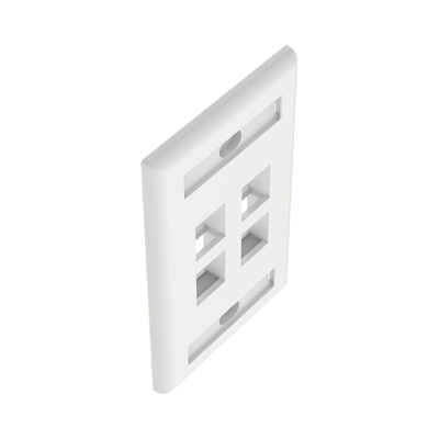 Placa de Pared Vertical, Salida Para 4 Puertos Keystone, Con Espacios Para Etiquetas, Color Blanco