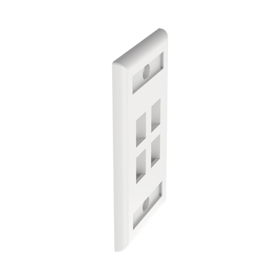 Placa de Pared Vertical, Salida Para 4 Puertos Keystone, Con Espacios Para Etiquetas, Color Blanco