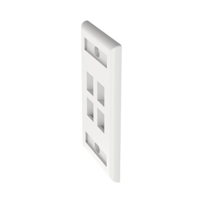 Placa de Pared Vertical, Salida Para 4 Puertos Keystone, Con Espacios Para Etiquetas, Color Blanco