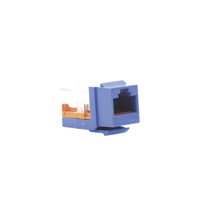 Conector Jack Estilo Leadframe, Tipo Keystone, Categoría 5e, de 8 posiciones y 8 cables, Color Azul