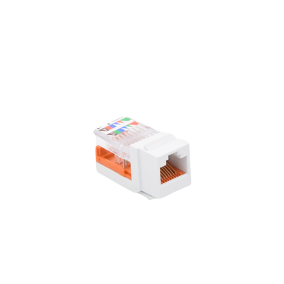 Conector Jack Estilo Leadframe, Tipo Keystone, Categoría 5e, de 8 posiciones y 8 cables, Color Blanco