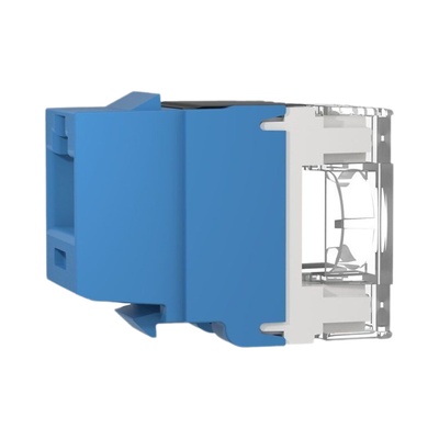 Conector Jack Estilo 110 (de Impacto), Tipo Keystone, Categoría 6A, de 8 posiciones y 8 cables, Color Azul
