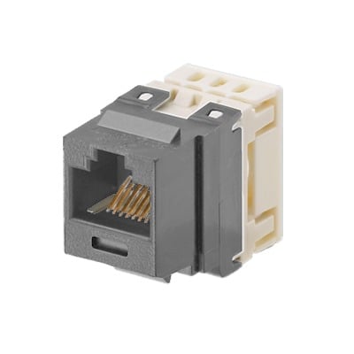 Conector Jack Estilo 110 (de Impacto), Tipo Keystone, Categoría 5e, de 8 posiciones y 8 cables, Color Gris