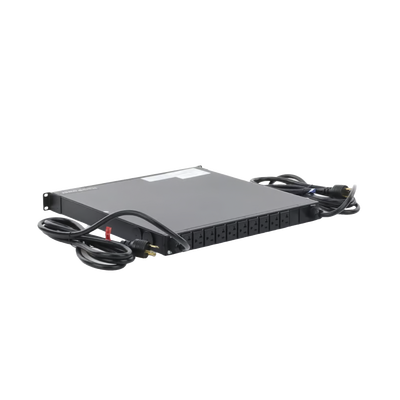 PDU Monitoreable de Transferencia Automática ATS (Fuente Redundante), Con 10 Salidas 5-15R,   Enchufes de Entrada L5-20P, Instalación Horizontal de 19in, 1UR, 20 Amp, 120 Vca