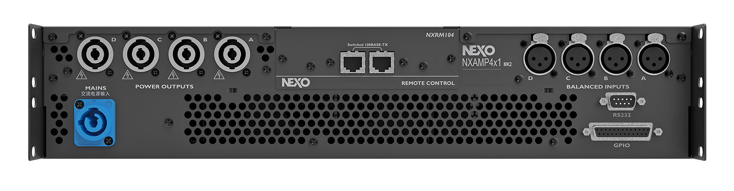 NEXO NXAMP4X1MK2 Amplificador con DSP de audio profesional, salida de 4 canales de 1300W a 2 ohms, procesamiento avanzado de señal de cuatro canales de amplificación Clase D de última generación