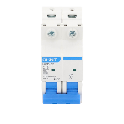 Pastilla para Riel Din, 2 Polos, 16 Amp, Vca:110/415v, 6kA, Catálogo: NXB632PC16, Serie: NXB-63.