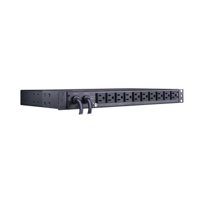 PDU ATS (Fuente Redundante Auto-transferible) Medible, Para Distribución de Energía, 2 Entradas 120 Vca NEMA5-15P, Con 10 Salidas NEMA 5-15R, Horizontal 19in, 1UR