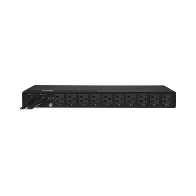 PDU ATS (Fuente Redundante Auto-transferible) Monitoreable, Para Distribución de Energía, 2 Entradas 120 Vca NEMA5-15P, Con 10 Salidas NEMA 5-15R, Horizontal 19in, 1UR