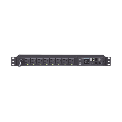 PDU Switchable por Toma, Para Distribución de Energía, Entrada 120 Vca NEMA 5-15P, Con 8 Salidas NEMA 5-15R, Horizontal 19in, 1UR