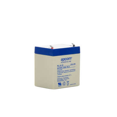 Batería 12 Vcc / 5 Ah / UL / Tecnología AGM-VRLA / Para uso en equipo electrónico Alarmas de intrusión / Incendio/ Control de acceso / Video Vigilancia / Terminales F1 / Cargador recomendado CHR-80.