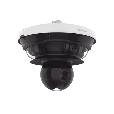 Cámara IP Multisensor 34MP (4 sensores 4K) con lentes motorizados / PTZ 2 MP 40X / Hasta 2 tarjetas MicroSD de 512GB / WDR de hasta 150dB / IP66 / IK10 / autoseguimiento / Inteligencia artificial para eventos