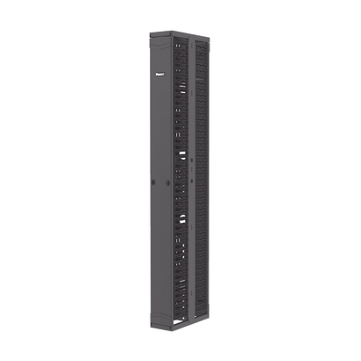 Organizador Vertical PatchRunner™, Doble (Frontal y Posterior), Para Rack Abierto de 45 Unidades, 8in de Ancho, Color Negro