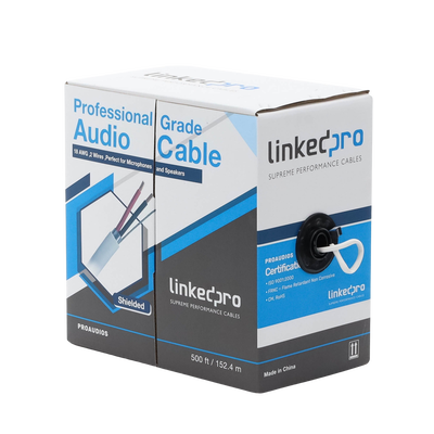 Cable para audio profesional calibre 18 en 2 hilos 100% cobre, BLINDADO perfecto para bocinas y micrófonos, bobina de 152 m