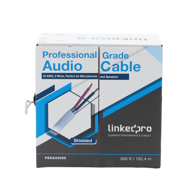 Cable para audio profesional calibre 18 en 2 hilos 100% cobre, BLINDADO perfecto para bocinas y micrófonos, bobina de 152 m