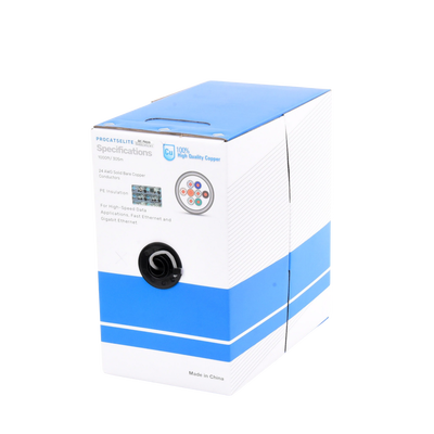 Bobina de cable de 305m, (1000 ft), Cat5e, 24 AWG, color Gris, UL, para aplicaciones en videovigilancia, redes de datos. Uso Interior