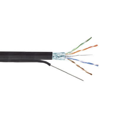 Bobina de cable FTP con Mensajero de Acero de 305 m Cat6+ CALIBRE 23, color negro, para aplicaciones en video vigilancia y redes de datos / Uso en Intemperie y aplicaciones Aéreas