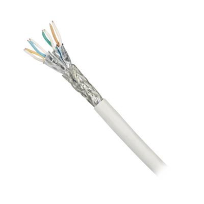 Bobina de Cable Blindado S/FTP de 4 pares, Cat7, Inmune a Ruido e Interferencias, LSZH (Bajo humo, Cero Halógenos), Color Blanco, Bobina de 500 m