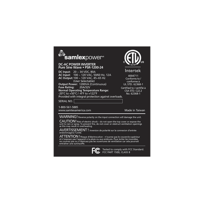 Inversor de corriente Onda Pura Montaje en rack 1U 1200W, 24 Vcc- 120 VCA, 50/60 Hz