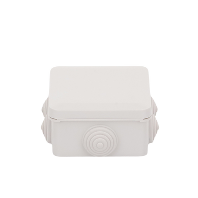 Caja Derivación-Conexión de Plástico (89 X 89 X 50 mm) con 7 Glándulas de Goma. Para Instalaciones Comerciales,  Residenciales e Industriales. Cerrado a Presión.