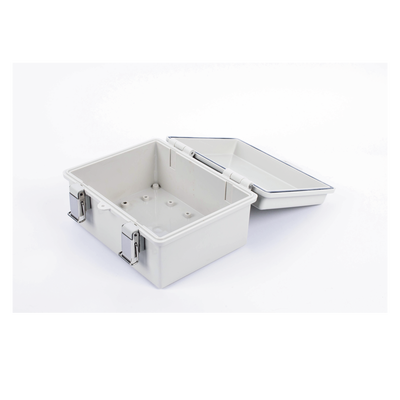 Gabinete de Plástico ABS, Uso en Intemperie IP66 (170 x 220 x 110 mm) Cierre por broche Inoxidable y Permite Cerrado con Candado y Llave (Perno 5mm) No Incluido