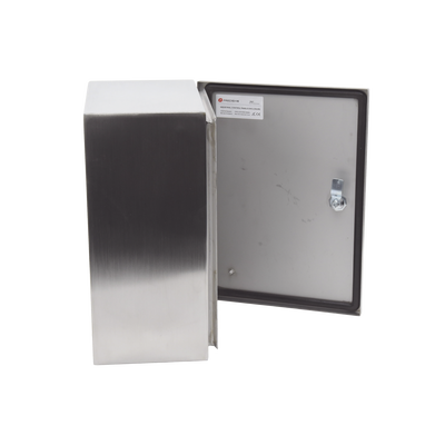 Gabinete de Acero Inoxidable IP66 Uso en Intemperie (300 x 400 x 200 mm) con Placa Interna Galvanizada.