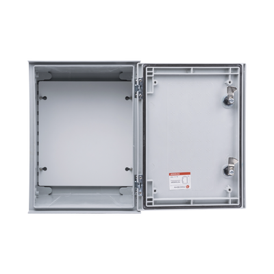 Gabinete de Poliéster IP65 Uso en Intemperie (300 x 400 x 200 mm) con Placa Trasera Interior de Plástico (Incluye Chapa y Llave).