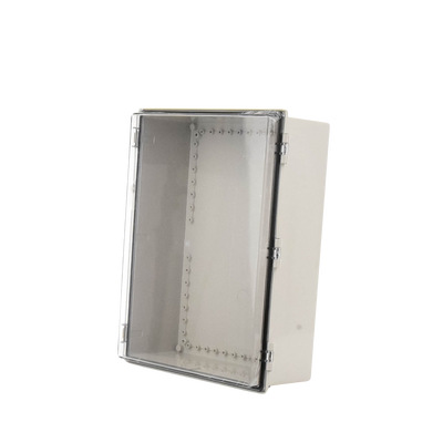 Gabinete Plástico ABS, Puerta Transparente, Uso en Intemperie (350 x 460 x 160 mm) Cierre por Broches Inoxidables y Permite Cerrado con Candado y Llave (Perno 5mm) No Incluido