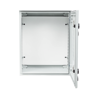 Gabinete de Poliéster IP65 Uso en Intemperie (400 x 500 x 200 mm) con Placa Trasera Interior de Plástico (Incluye Chapa y Llave).