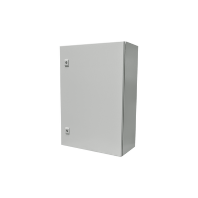 Gabinete de Acero IP66 Uso en Intemperie (500 x 700 x 250 mm) con Placa Trasera Interior Metálica y Compuerta Inferior Atornillable (Incluye Chapa y Llave T).