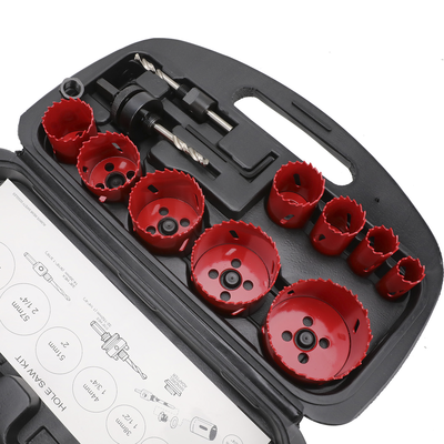 Juego de 13 Brocas Sierra Bimetálica con Adaptadores y Estuche. (3/4", 7/8", 1-1/8", 1-3/8",  1-1/2", 1-3/4", 2", 2-1/4", 2-1/2")