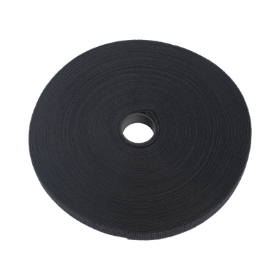 Cinta de Contacto Autoadherente Color Negro / 1.6 cm x 25 metros / Espalda con Espalda (Gancho y Bucle)