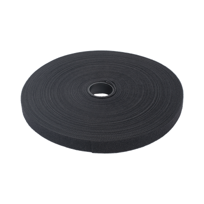 Cinta de Contacto Autoadherente Color Negro / 1.6 cm x 25 metros / Espalda con Espalda (Gancho y Bucle)