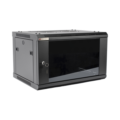 Gabinete PRECISION, Con Puerta de Cristal Templado, de 19in, 6UR, 450mm de Profundidad, Color Negro