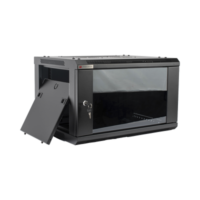 Gabinete PRECISION, Con Puerta de Cristal Templado, de 19in, 6UR, 450mm de Profundidad, Color Negro