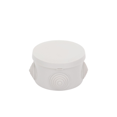 Caja Derivación-Conexión de Plástico Circular con 4 Glándulas de Goma (70 diámetro X 48 alto mm). Para Instalaciones Comerciales,  Residenciales e Industriales. Cerrado a Presión.