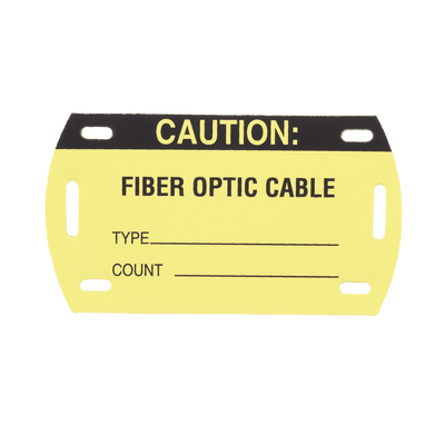 Kit de 5 Etiquetas Autolaminadas para Fibra Óptica, Para Uso Interior/Exterior, Dimensiones de 90.42 x 52.32 mm, Color Negro con Amarillo