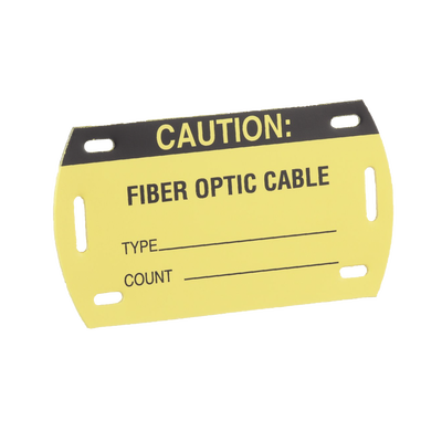 Kit de 5 Etiquetas Autolaminadas para Fibra Óptica, Para Uso Interior/Exterior, Dimensiones de 90.42 x 52.32 mm, Color Negro con Amarillo
